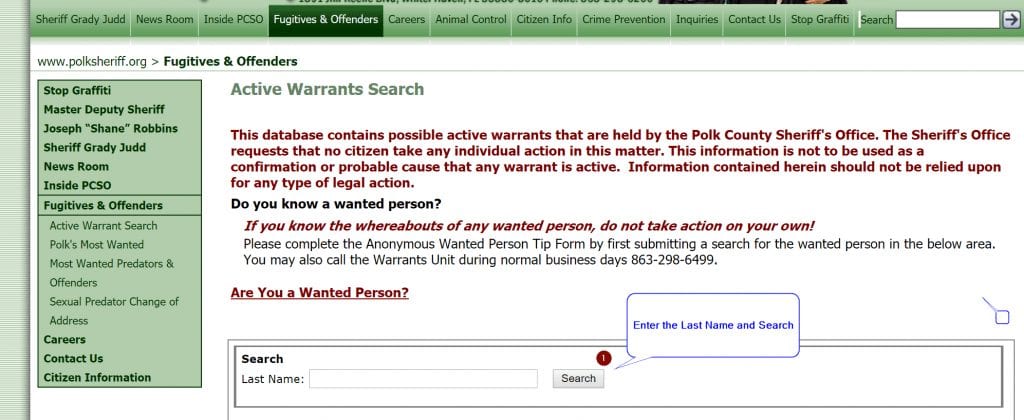 Polk County Warrant Search Image